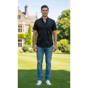 RSLVTS Kunuflex Dare Mighty Things Black Palm Tree Button Down Shirt XL Fun